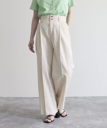 fredy emue | ハイウエストリネン混スラックスパンツ(スラックス)