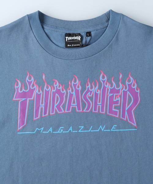 激レア THRASHER ファイヤーハートロゴ Tシャツ Mアッシュグレー