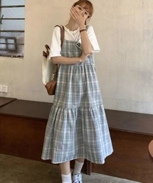 スクエアチェックワンピース