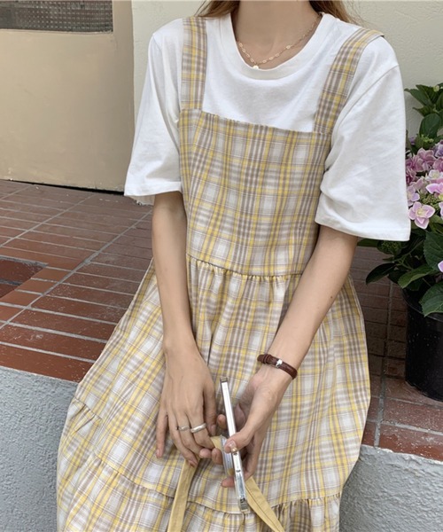 LYEON（リヨン）の「スクエアチェックワンピース（ワンピース・レディース・サックスブルー/イエロー・FREE）」の17枚目の写真