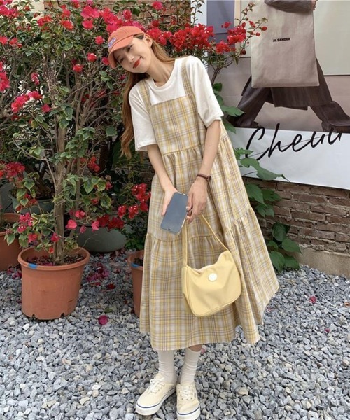 LYEON（リヨン）の「スクエアチェックワンピース（ワンピース・レディース・サックスブルー/イエロー・FREE）」の11枚目の写真
