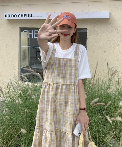 LYEON（リヨン）の「スクエアチェックワンピース（ワンピース・レディース・サックスブルー/イエロー・FREE）」の14枚目の写真