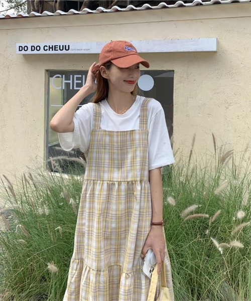 LYEON（リヨン）の「スクエアチェックワンピース（ワンピース・レディース・サックスブルー/イエロー・FREE）」の9枚目の写真