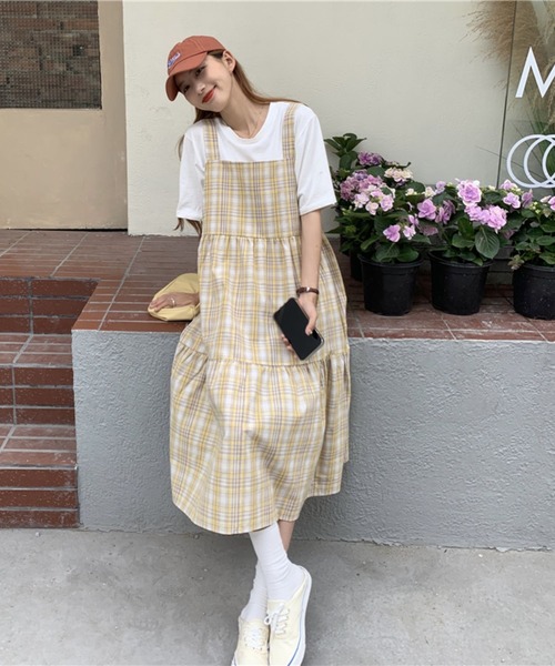 LYEON（リヨン）の「スクエアチェックワンピース（ワンピース・レディース・サックスブルー/イエロー・FREE）」の18枚目の写真