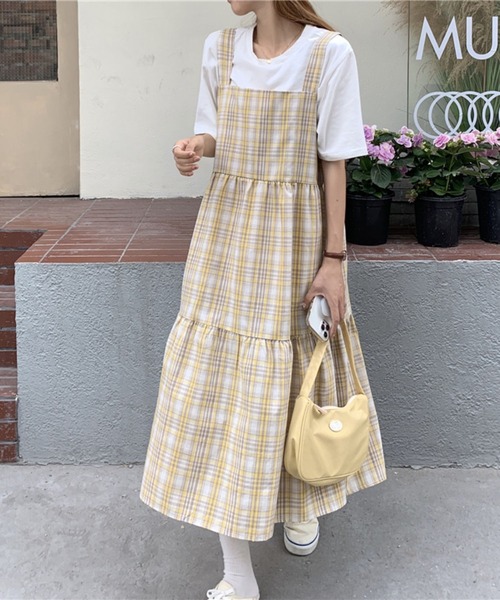 LYEON（リヨン）の「スクエアチェックワンピース（ワンピース・レディース・サックスブルー/イエロー・FREE）」の12枚目の写真