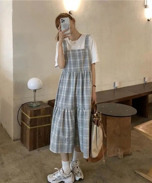 LYEON（リヨン）の「スクエアチェックワンピース（ワンピース・レディース・サックスブルー/イエロー・FREE）」の10枚目の写真