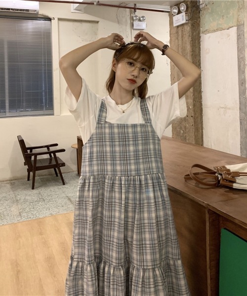 LYEON（リヨン）の「スクエアチェックワンピース（ワンピース・レディース・サックスブルー/イエロー・FREE）」の8枚目の写真
