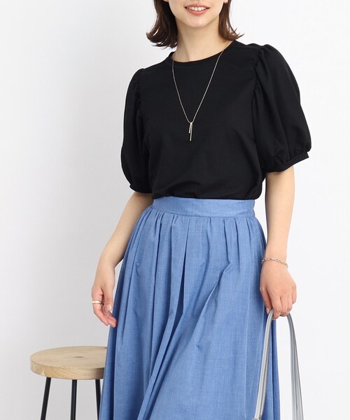 DRESKIP(ドレスキップ)の「◆【接触冷感】大人なゆるっと感 パワショル トップス(Tシャツ/カットソー・レディース・ライトブルー/ブラック/ピンク系/ライトベージュ・02/03/04)」の2枚目の写真