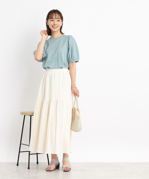 DRESKIP(ドレスキップ)の「◆【接触冷感】大人なゆるっと感 パワショル トップス(Tシャツ/カットソー・レディース・ライトブルー/ブラック/ピンク系/ライトベージュ・02/03/04)」の7枚目の写真