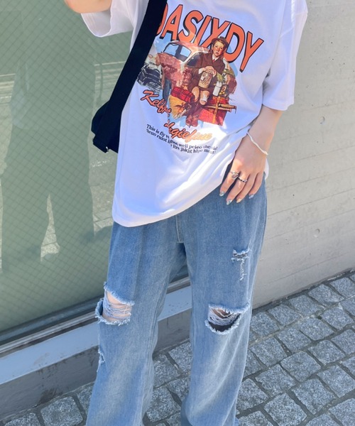 CLEA（クレア）の「ダメージクラッシュワイドデニムパンツ（デニムパンツ・レディース・ブルー/ブラック・M/L）」の12枚目の写真