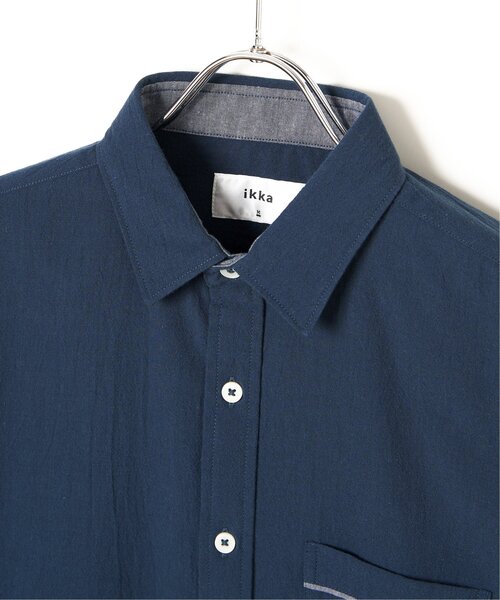 ikka（イッカ）の「7分袖楊柳パイピングシャツ（シャツ/ブラウス・メンズ・ワイン/ネイビー/グリーン・S/M/L/XL）」の13枚目の写真