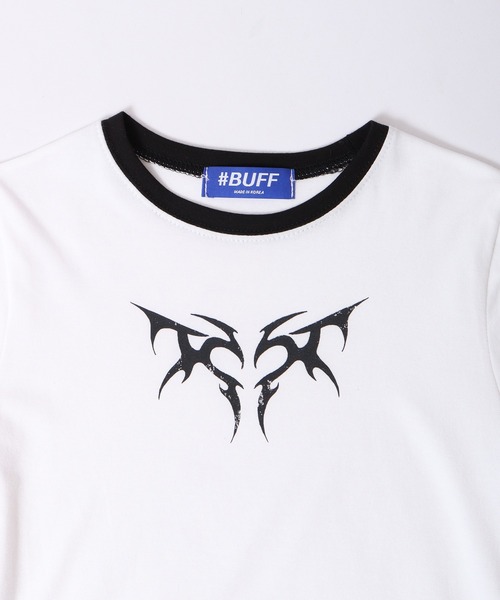 韓国製 ダークハートモチーフクロップド丈紐デザインTシャツ