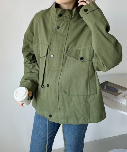CLEA(クレア)の「スタンドネックオーバーサイズミリタリージャケット(ミリタリージャケット・レディース・ブラック/カーキ・FREE)」の17枚目の写真