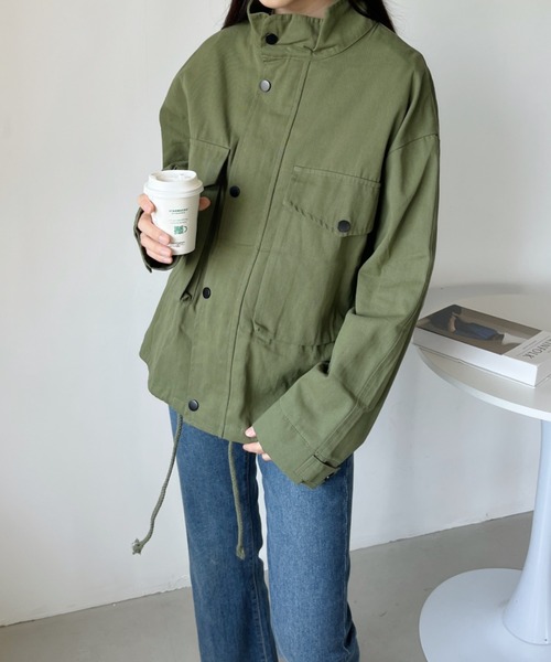 CLEA(クレア)の「スタンドネックオーバーサイズミリタリージャケット(ミリタリージャケット・レディース・ブラック/カーキ・FREE)」の20枚目の写真
