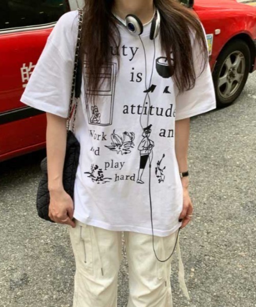 Vipoa(ヴィポア)の「handwriting print tee(Tシャツ/カットソー・レディース・ホワイト/グレー/ブラック・FREE)」の7枚目の写真