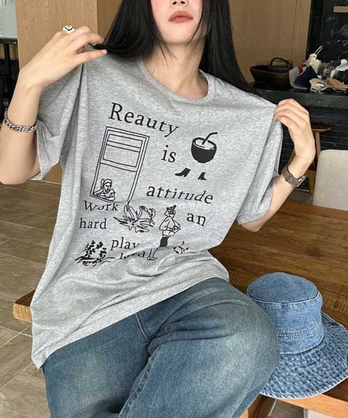 Vipoa(ヴィポア)の「handwriting print tee(Tシャツ/カットソー・レディース・ホワイト/グレー/ブラック・FREE)」の8枚目の写真