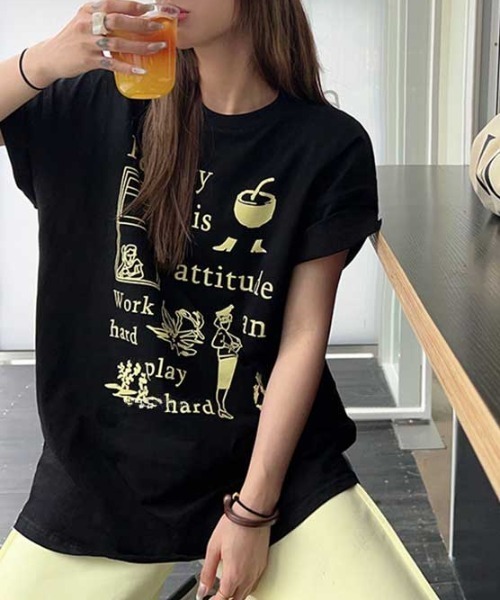 Vipoa(ヴィポア)の「handwriting print tee(Tシャツ/カットソー・レディース・ホワイト/グレー/ブラック・FREE)」の9枚目の写真