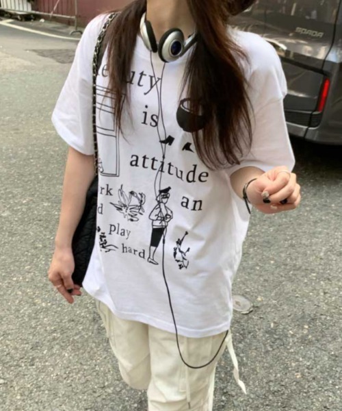 Vipoa(ヴィポア)の「handwriting print tee(Tシャツ/カットソー・レディース・ホワイト/グレー/ブラック・FREE)」の10枚目の写真