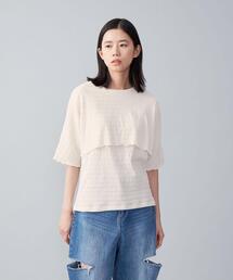 CITEN | ＜CITEN＞レイヤード クリンプ トップ－ウォッシャブル－(Tシャツ/カットソー)