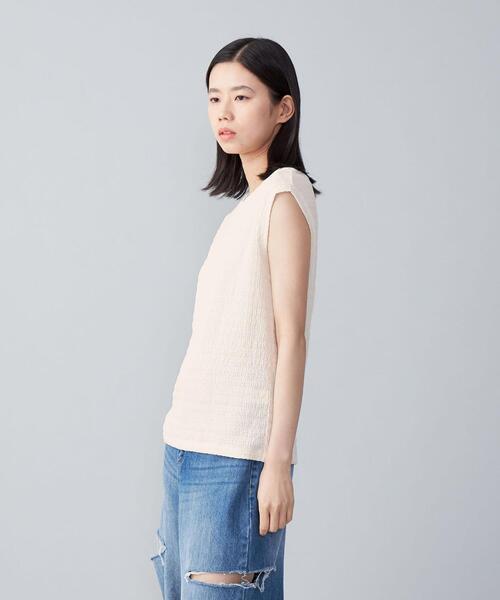 CITEN（シテン）の「＜CITEN＞レイヤード クリンプ トップ－ウォッシャブル－（Tシャツ/カットソー・レディース・オフホワイト/ブラック/ライトブルー・FREE）」の12枚目の写真