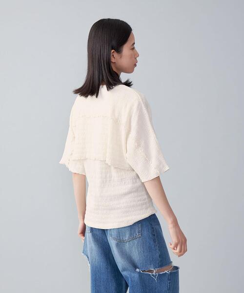 CITEN（シテン）の「＜CITEN＞レイヤード クリンプ トップ－ウォッシャブル－（Tシャツ/カットソー・レディース・オフホワイト/ブラック/ライトブルー・FREE）」の15枚目の写真