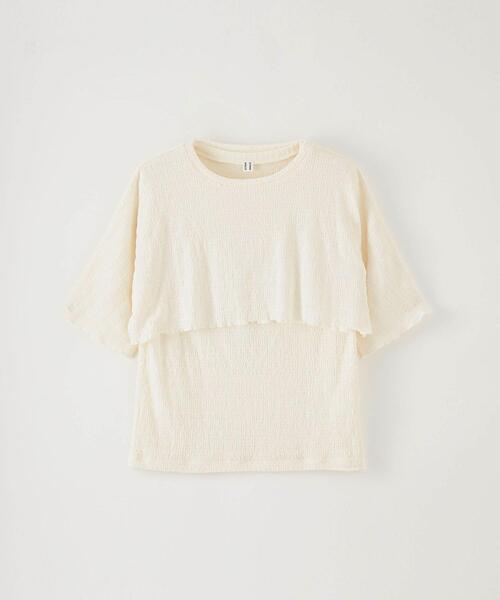 CITEN（シテン）の「＜CITEN＞レイヤード クリンプ トップ－ウォッシャブル－（Tシャツ/カットソー・レディース・オフホワイト/ブラック/ライトブルー・FREE）」の14枚目の写真