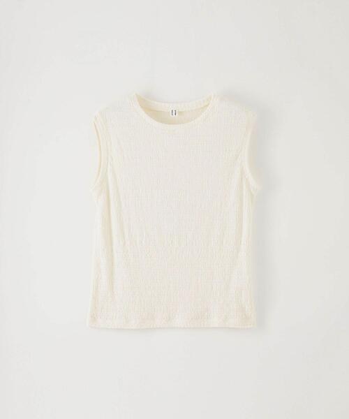 CITEN（シテン）の「＜CITEN＞レイヤード クリンプ トップ－ウォッシャブル－（Tシャツ/カットソー・レディース・オフホワイト/ブラック/ライトブルー・FREE）」の9枚目の写真