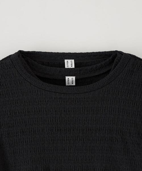CITEN（シテン）の「＜CITEN＞レイヤード クリンプ トップ－ウォッシャブル－（Tシャツ/カットソー・レディース・オフホワイト/ブラック/ライトブルー・FREE）」の19枚目の写真