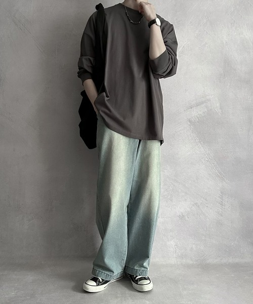 SERACE（セラス）の「【SERACE】Loose silhouette cotton long Tee / ルーズシルエットコットンロンT（Tシャツ/カットソー・メンズ・ブラック/アッシュブラウン/オフホワイト・L/M）」の16枚目の写真