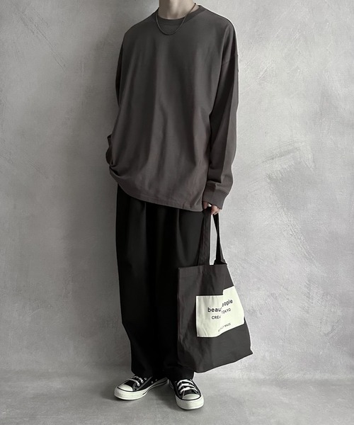 SERACE（セラス）の「【SERACE】Loose silhouette cotton long Tee / ルーズシルエットコットンロンT（Tシャツ/カットソー・メンズ・ブラック/アッシュブラウン/オフホワイト・L/M）」の21枚目の写真