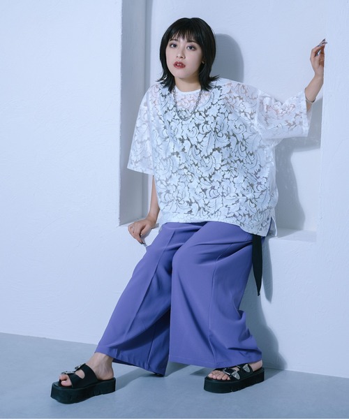 Ellno Loset(エルノロゼット)の「レースシアープルオーバー(Tシャツ/カットソー・メンズ・オフホワイト/ブラック・LARGE/MEDIUM/SMALL)」の6枚目の写真