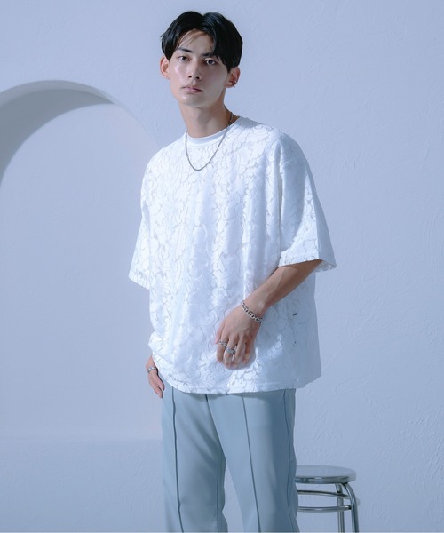 Ellno Loset(エルノロゼット)の「レースシアープルオーバー(Tシャツ/カットソー・メンズ・オフホワイト/ブラック・LARGE/MEDIUM/SMALL)」の8枚目の写真