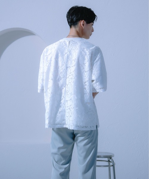 Ellno Loset(エルノロゼット)の「レースシアープルオーバー(Tシャツ/カットソー・メンズ・オフホワイト/ブラック・LARGE/MEDIUM/SMALL)」の10枚目の写真
