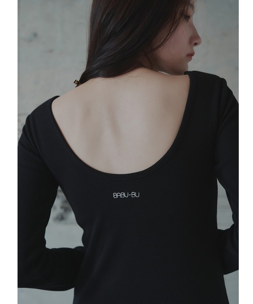 tシャツ 「カップ付き」BRA TOP BACK OPEN LS TEE レディース BABU-BU（バブーブ）の「<カップ付き>BRA TOP BACK OPEN LS TEE