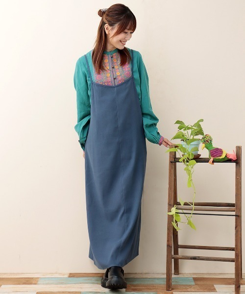 チチカカ(チチカカ)の「ピーチスキンキャミソールワンピース(ワンピース・レディース・ベージュ/ブルー/カーキ・FREE)」の7枚目の写真