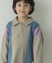 pairmanon | ハーフジップ 襟配色 長袖 プルオーバー(スウェット)