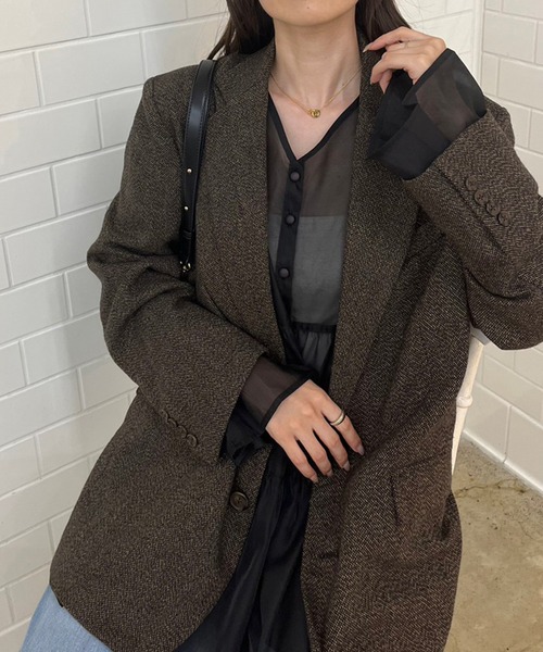 one after another NICE CLAUP（ワンアフターアナザーナイスクラップ）の「前後2WAY/オーガンジーチュニック（チュニック・レディース・アイボリー/ブラック・FREE）」の18枚目の写真