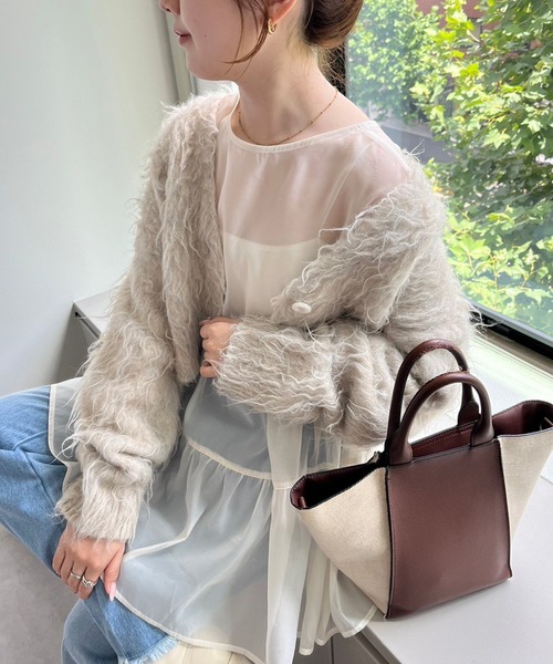 one after another NICE CLAUP（ワンアフターアナザーナイスクラップ）の「前後2WAY/オーガンジーチュニック（チュニック・レディース・アイボリー/ブラック・FREE）」の5枚目の写真