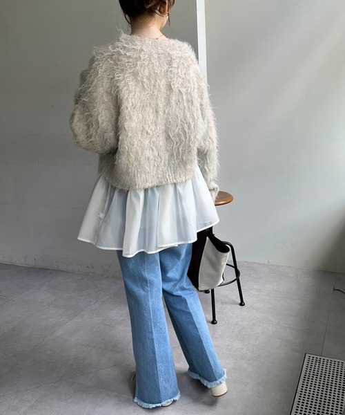 one after another NICE CLAUP（ワンアフターアナザーナイスクラップ）の「前後2WAY/オーガンジーチュニック（チュニック・レディース・アイボリー/ブラック・FREE）」の10枚目の写真