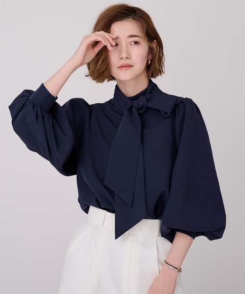 UR'S(ユアーズ)の「2wayボリュームスリーブボウタイブラウス(シャツ/ブラウス・レディース・ライトグリーン/ホワイト/ライトグレー/ブラック/ネイビー・S/L/M)」の5枚目の写真