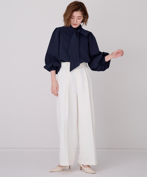 UR'S(ユアーズ)の「2wayボリュームスリーブボウタイブラウス(シャツ/ブラウス・レディース・ライトグリーン/ホワイト/ライトグレー/ブラック/ネイビー・S/L/M)」の9枚目の写真