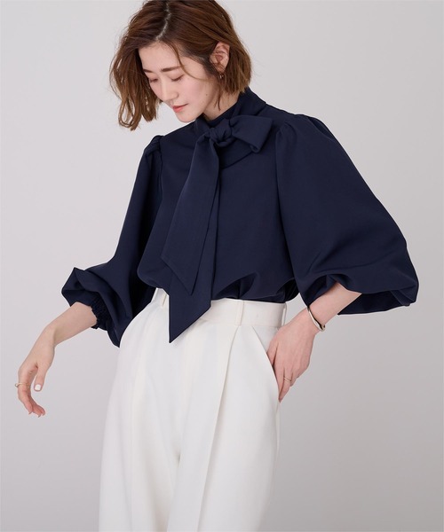 UR'S(ユアーズ)の「2wayボリュームスリーブボウタイブラウス(シャツ/ブラウス・レディース・ライトグリーン/ホワイト/ライトグレー/ブラック/ネイビー・S/L/M)」の10枚目の写真