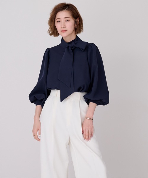 UR'S(ユアーズ)の「2wayボリュームスリーブボウタイブラウス(シャツ/ブラウス・レディース・ライトグリーン/ホワイト/ライトグレー/ブラック/ネイビー・S/L/M)」の15枚目の写真