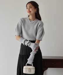 BLUEEAST | アームウォーマー付きパフスリーブリブニット(ニット/セーター)