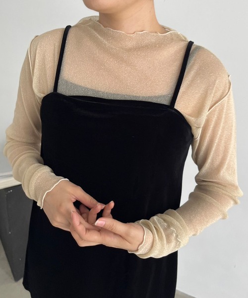 LOWRYS FARM(ローリーズファーム)の「シアースキンハイネックLS 980759(Tシャツ/カットソー・レディース・シルバー/アイボリー/ブラック系その他/グリーン/ベージュ/ブラック/その他1/その他2・FREE)」の1枚目の写真