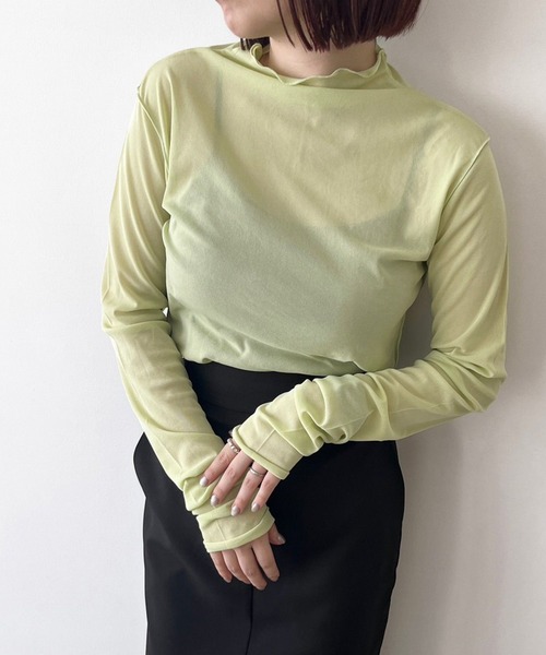 LOWRYS FARM(ローリーズファーム)の「シアースキンハイネックLS 980759(Tシャツ/カットソー・レディース・シルバー/アイボリー/ブラック系その他/グリーン/ベージュ/ブラック/その他1/その他2・FREE)」の5枚目の写真