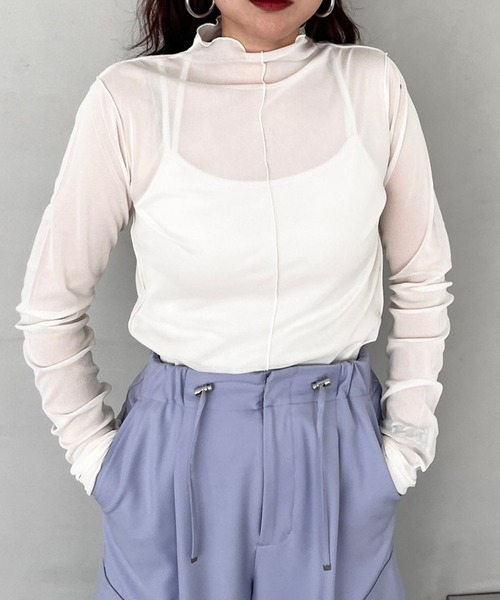 LOWRYS FARM(ローリーズファーム)の「シアースキンハイネックLS 980759(Tシャツ/カットソー・レディース・シルバー/アイボリー/ブラック系その他/グリーン/ベージュ/ブラック/その他1/その他2・FREE)」の9枚目の写真