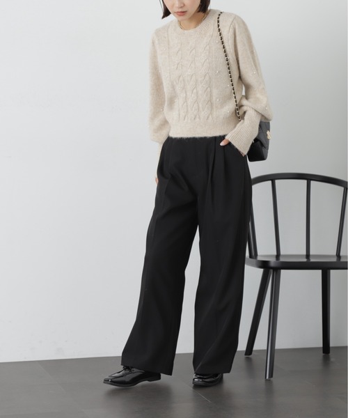 FREE'S MART（フリーズマート）の「◆パール付きケーブルショート丈ニット（ニット/セーター・レディース・グレー/ライトブルー/オフホワイト・FREE）」の15枚目の写真