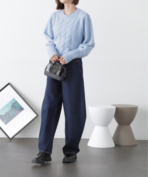 FREE'S MART（フリーズマート）の「◆パール付きケーブルショート丈ニット（ニット/セーター・レディース・グレー/ライトブルー/オフホワイト・FREE）」の19枚目の写真