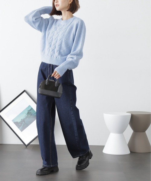 FREE'S MART（フリーズマート）の「◆パール付きケーブルショート丈ニット（ニット/セーター・レディース・グレー/ライトブルー/オフホワイト・FREE）」の20枚目の写真